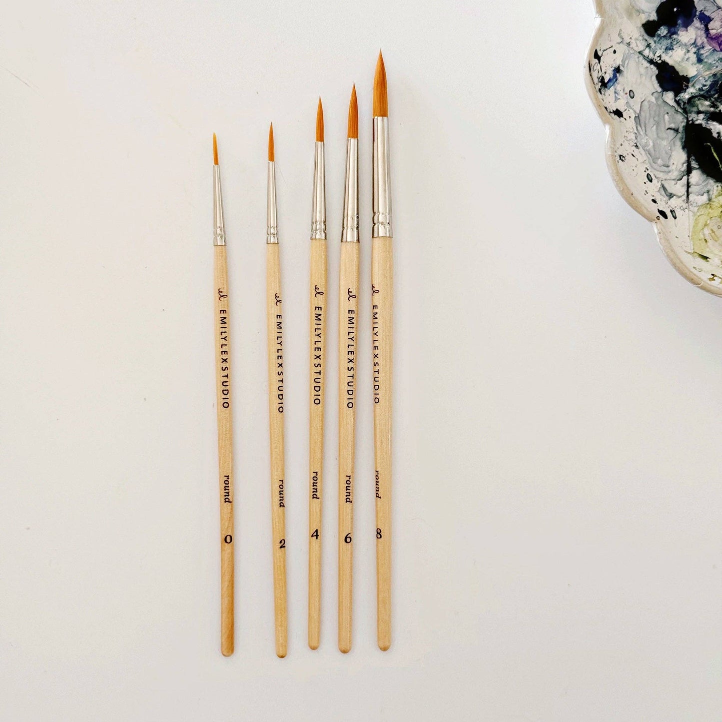 Watercolor Paintbrush Set of 5 Wood Brushes
