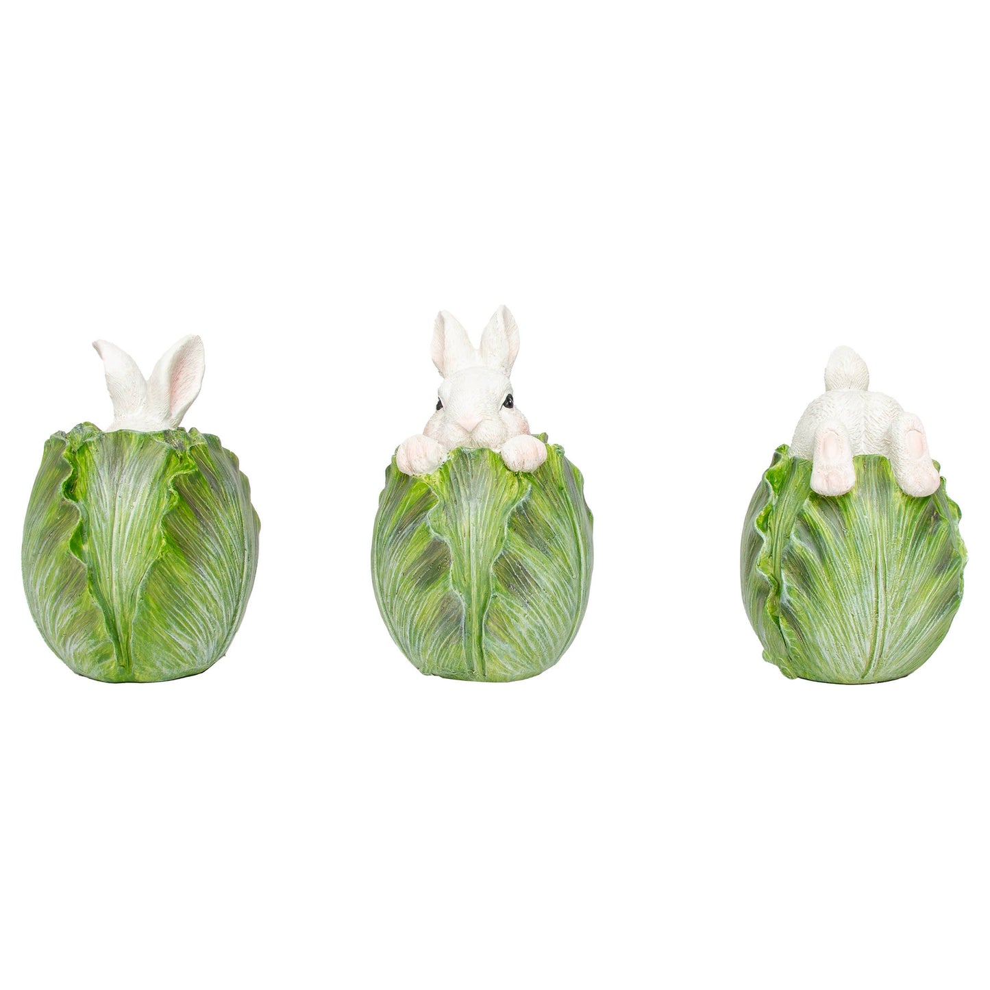 4" Resin Hiding Easter Bunnies Set of 3