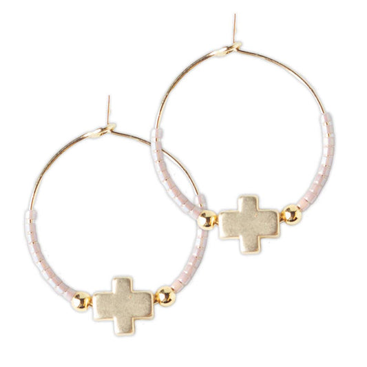 Faithful Cross  Earrings-Champagne