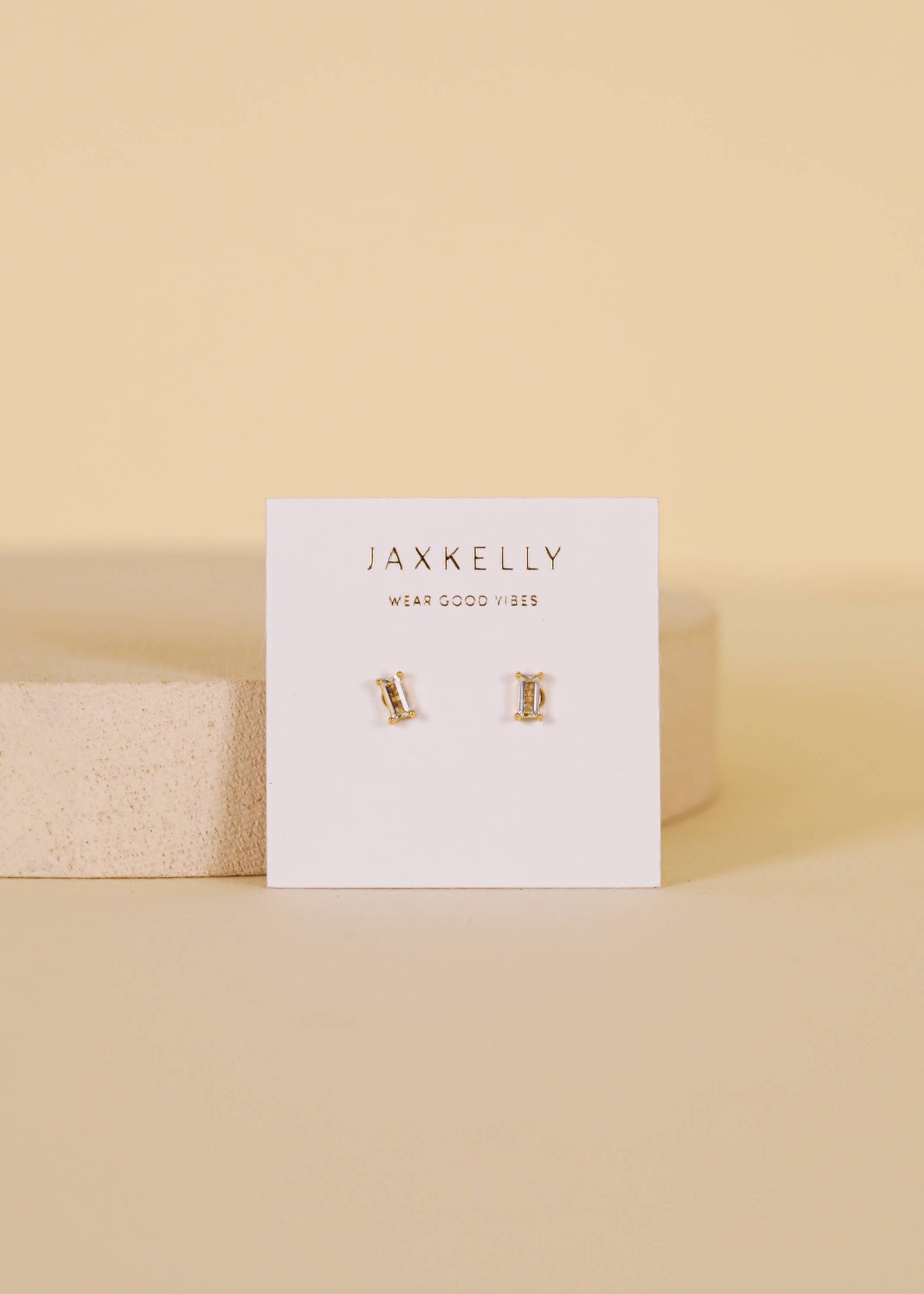Clear Baguette Gold Earrings