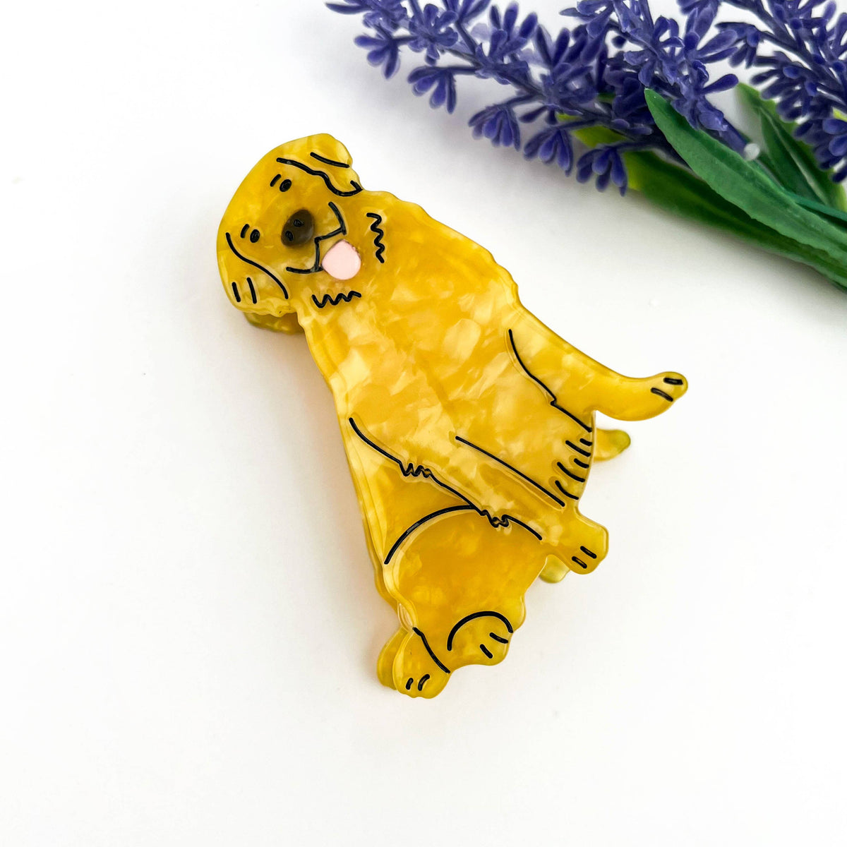 Golden Retriever Acetate Hair Clip, Cartoon Dog Hair Claw