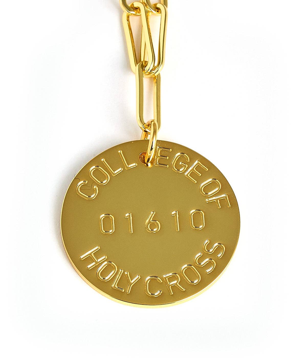 College Tag Charm Necklace - 18k Gold Plated Paper Clip Chain