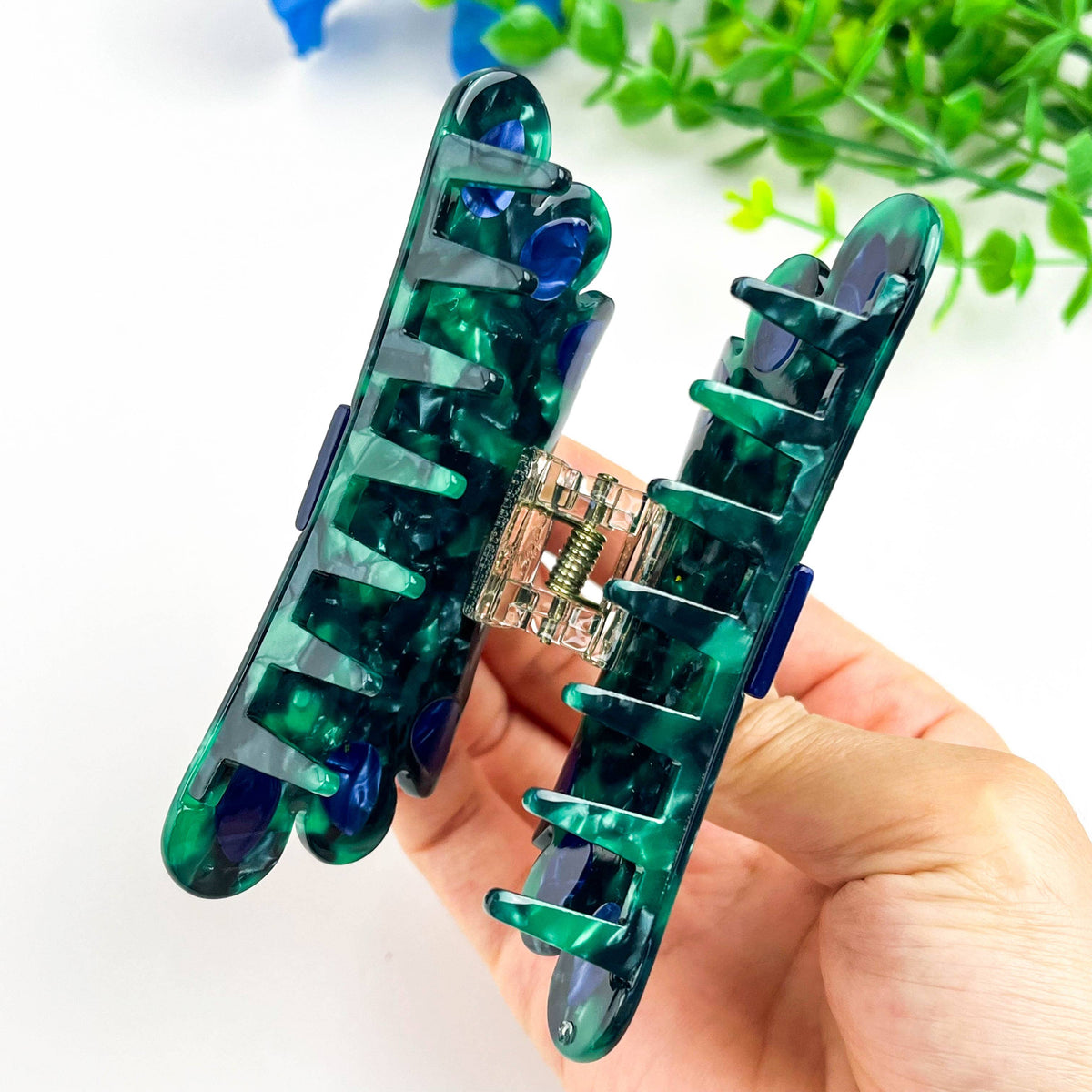 Spread-Wing Peacock Animal Acetate Hair Claw Clip