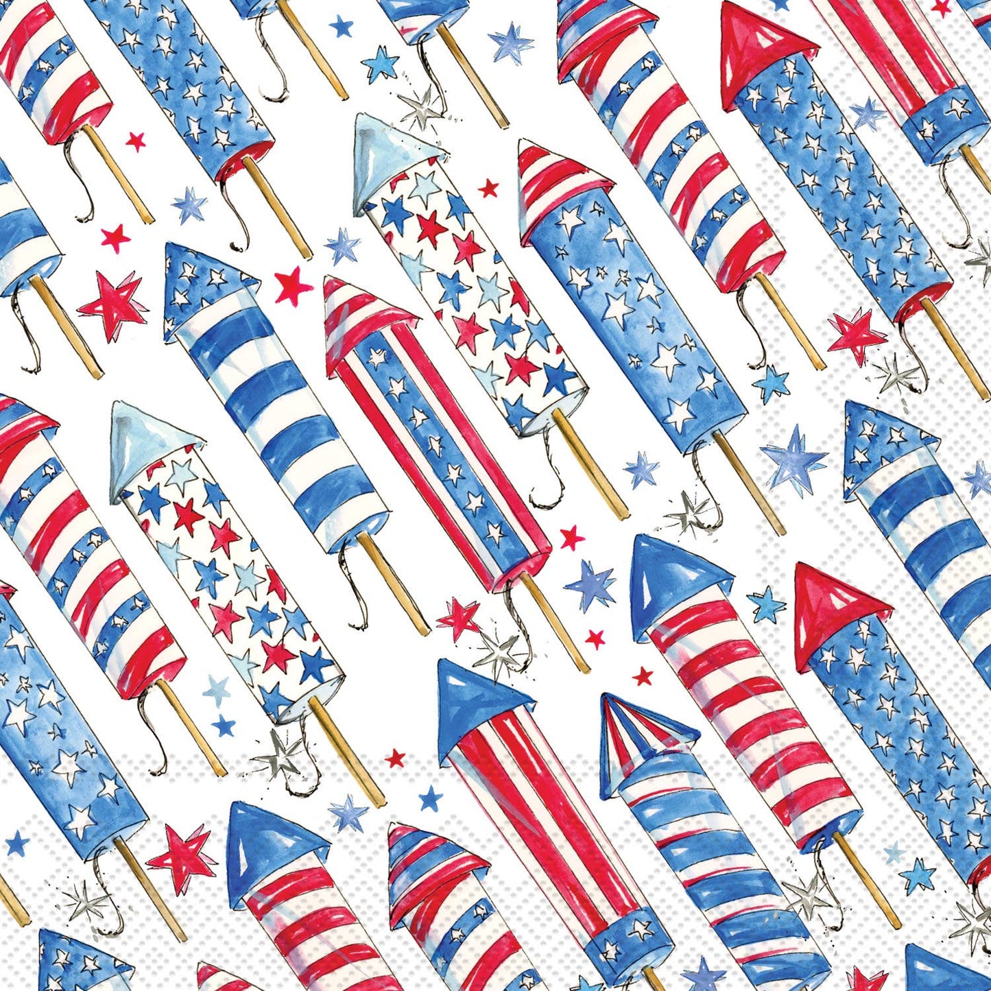Paper Cocktail Napkins 20 Ct Patriotic Rockets Rosanne Beck