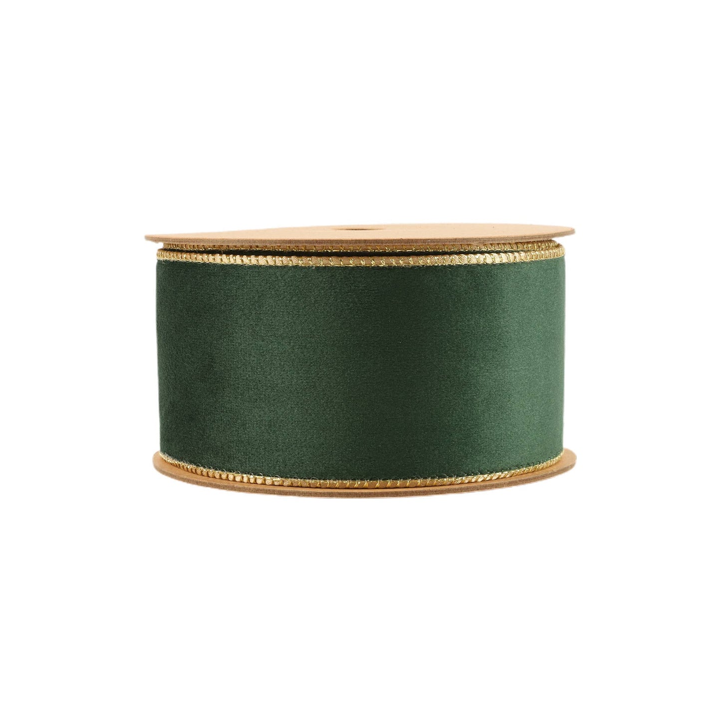 2 1/2" Reversible Classic Velvet Wired Ribbon | Green/Gold | 10 Yard Roll