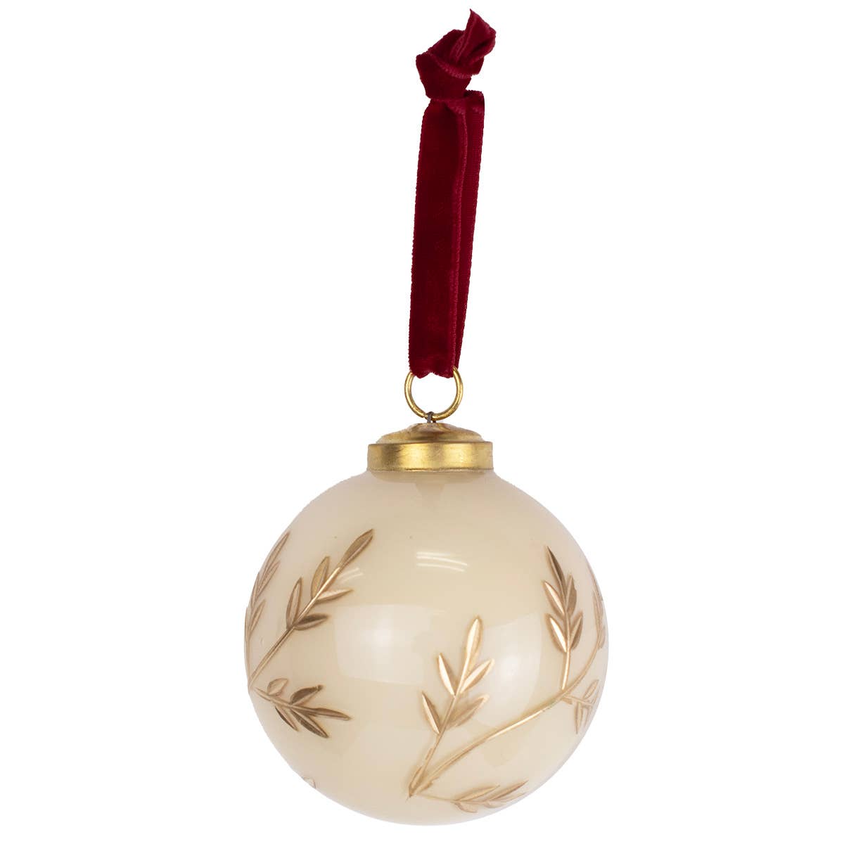 Feltre Glass Ornament Cream/Gold 3"