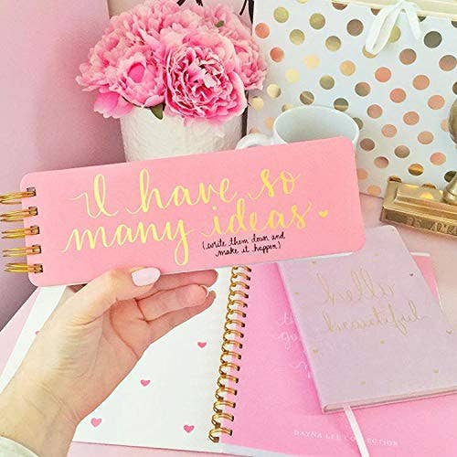 Dayna Lee Spiral Memo Pad Pink I Have So Many Ideas 3x9