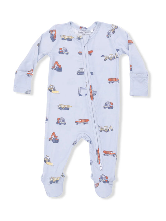 Construction Vehicles - 2 Way Zipper Footie