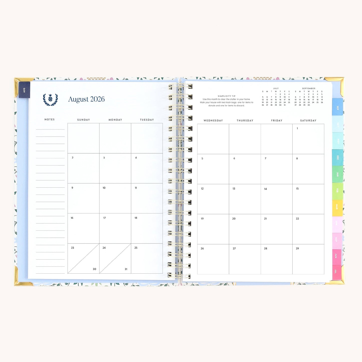 2026-2027 Spiral Weekly Simplified Planner - Pineapple Charm