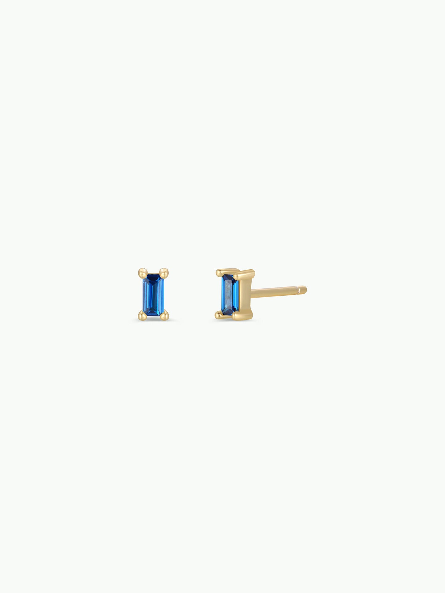 Sapphire Baguette Gold Earrings