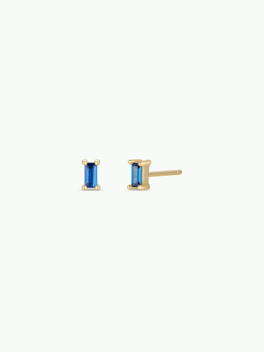 Sapphire Baguette Gold Earrings