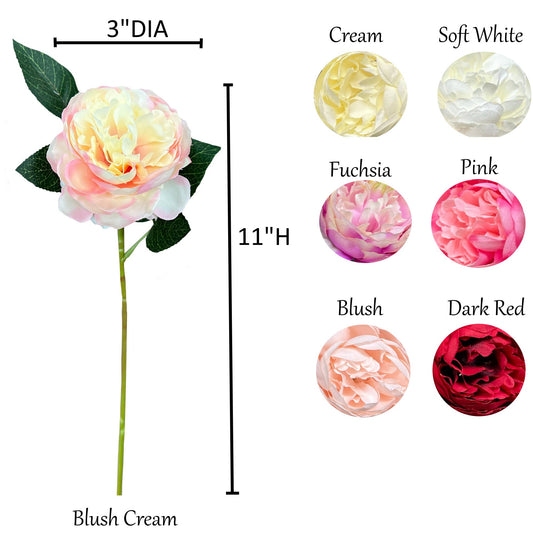 11" Traditional Artificial Cabbage Peony Stem
