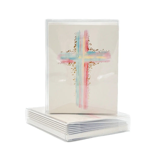 Gold Foil Pastel Cross Folded Notes