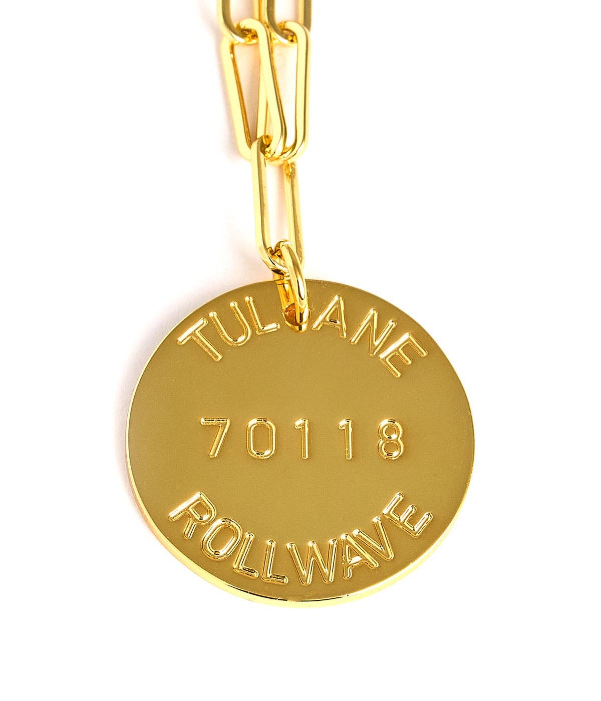 College Tag Charm Necklace - 18k Gold Plated Paper Clip Chain