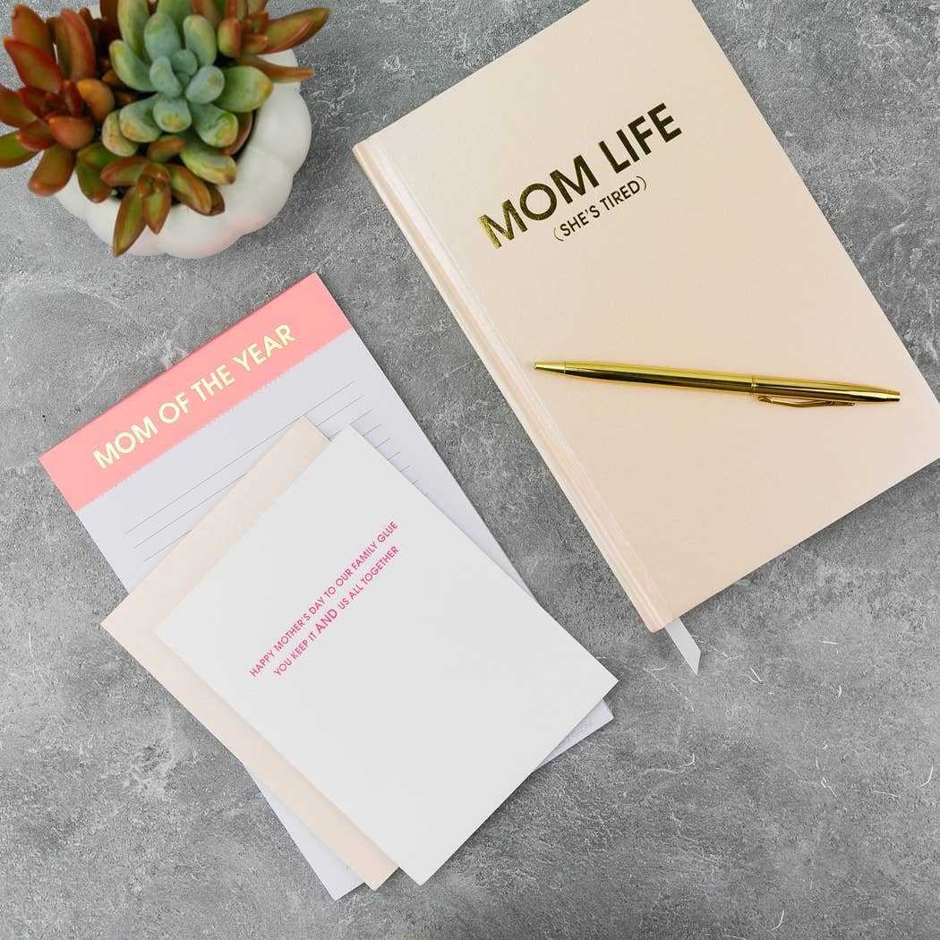 Mom of The Year - Lined Notepad - Pink