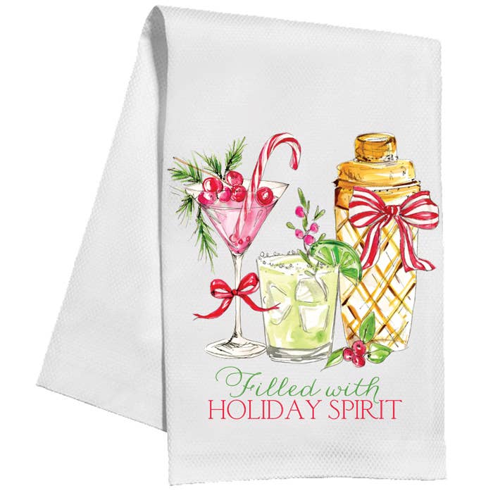 Filled With Holiday Spirit Cocktails & Shaker Kitchen Towel