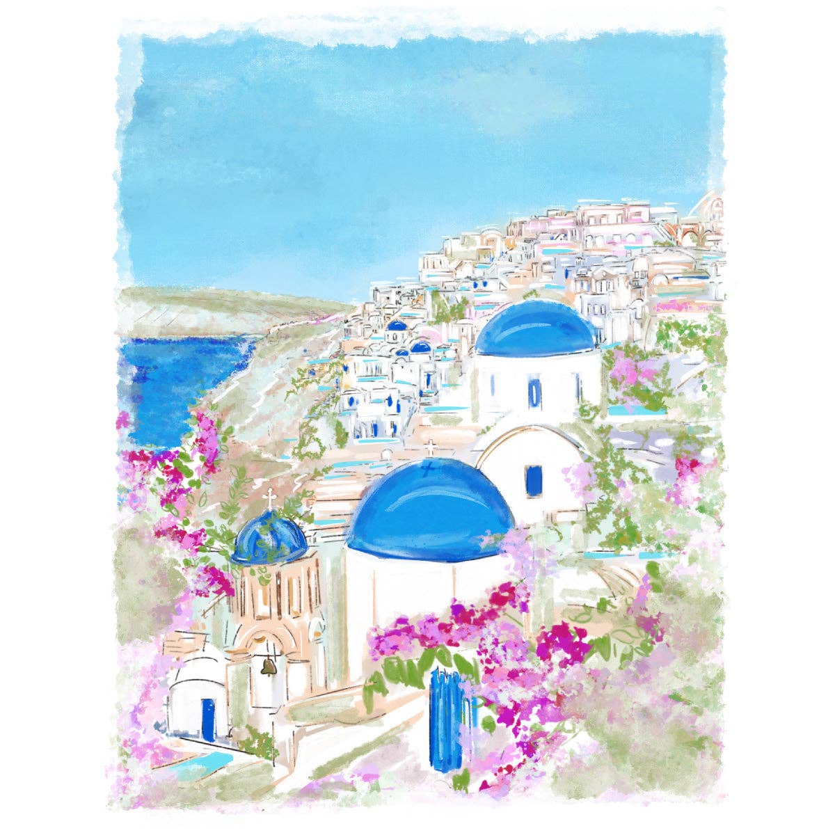 SANTORINI BLUES - Art Print