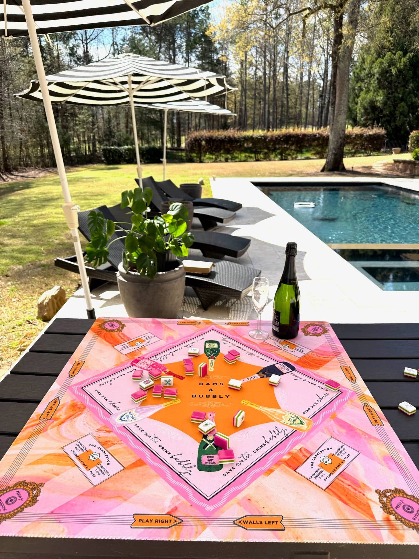 Bams & Bubbly Mahjong Mat | Champagne & Mahj