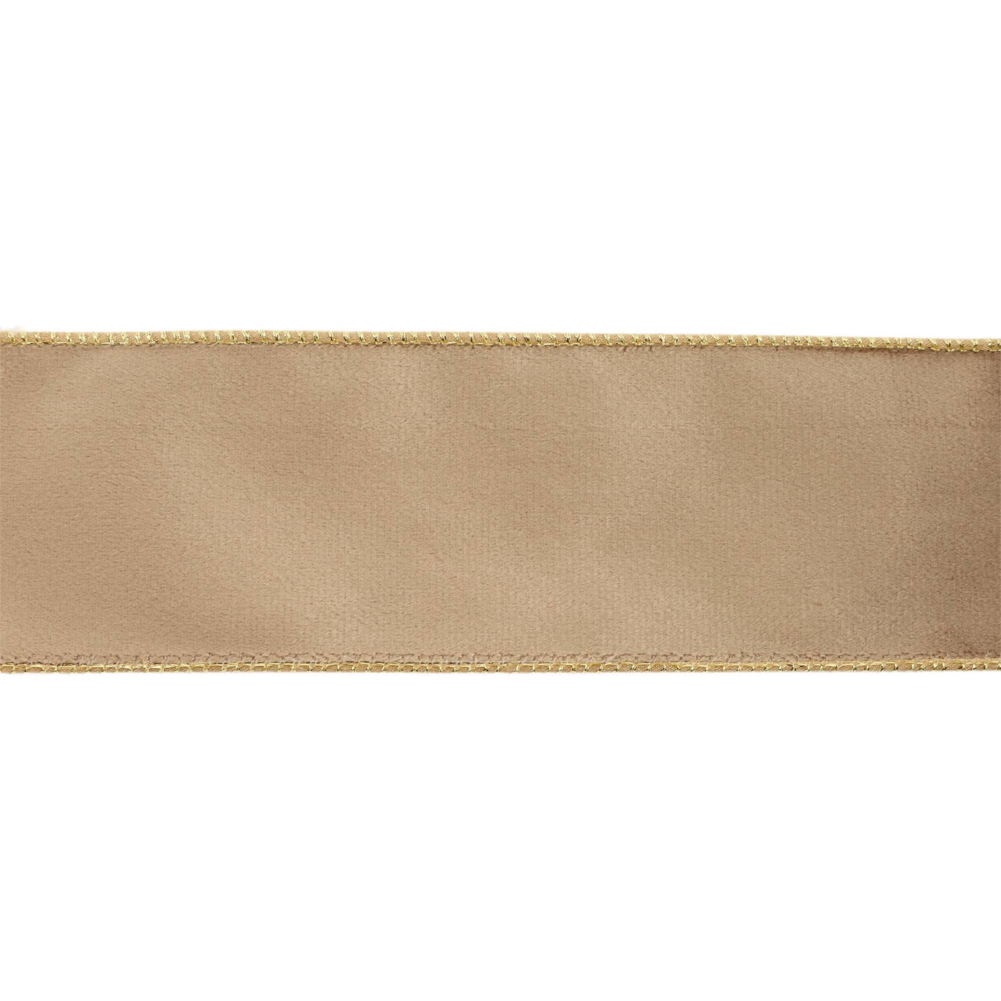 2 1/2" Reversible Classic Velvet Wired Ribbon | Latte/Gold | 10 Yard Roll