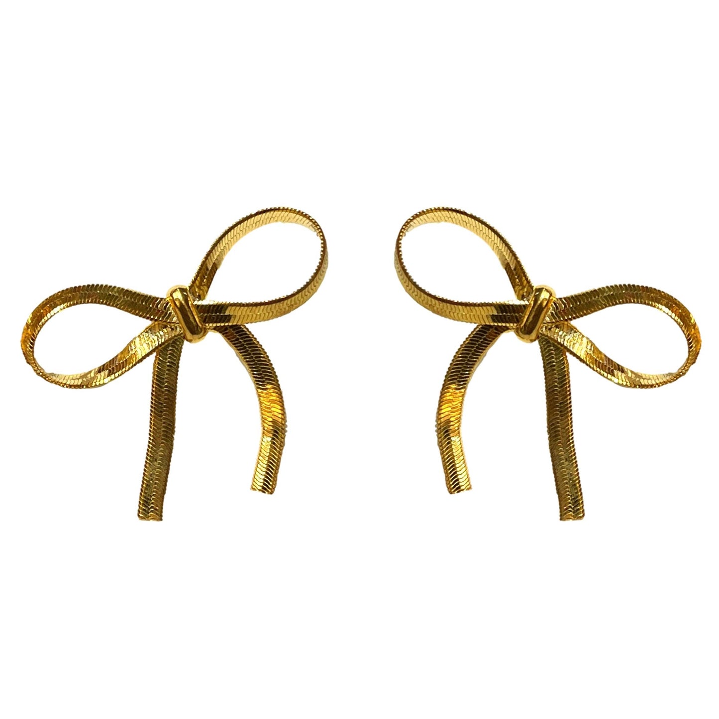 Mini Gold Duster Bow Holiday Earrings