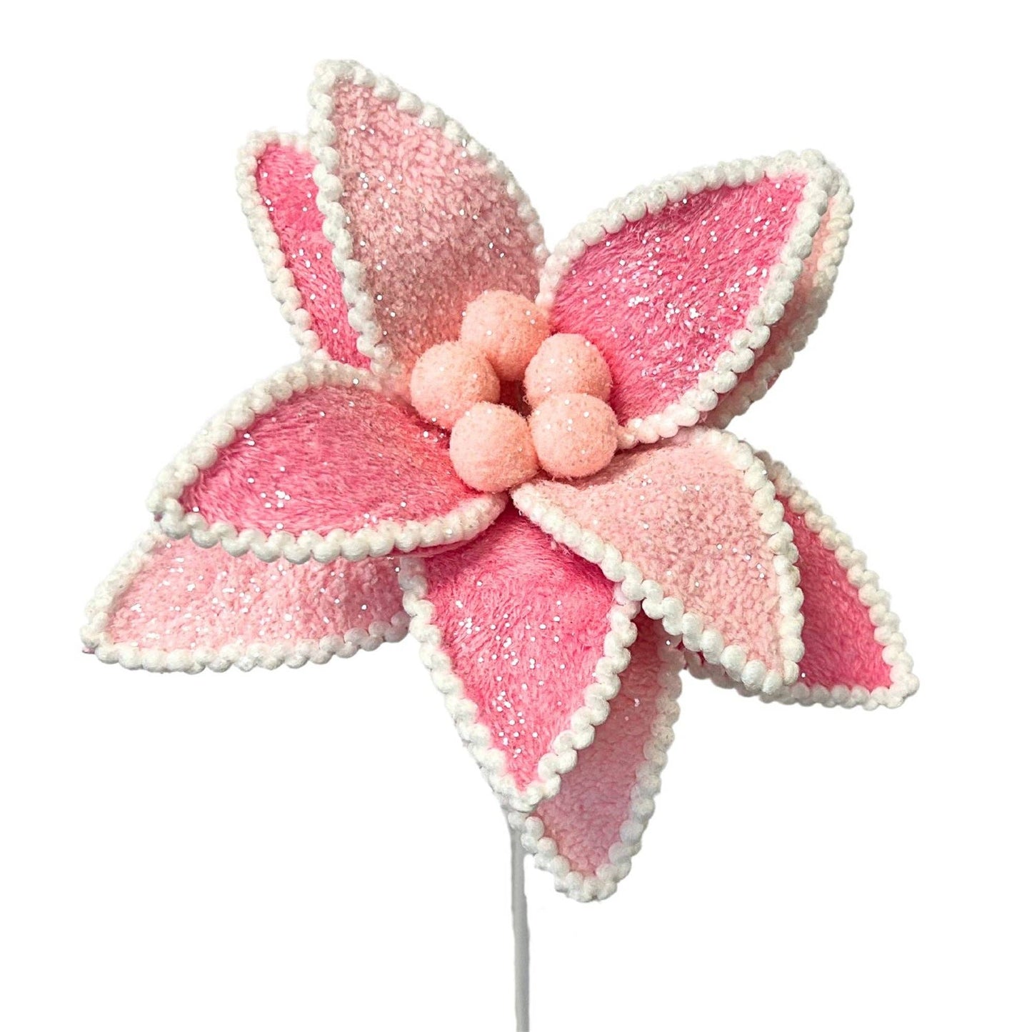 Passionate Pink Velvet Poinsettia Stem - Pink 28”