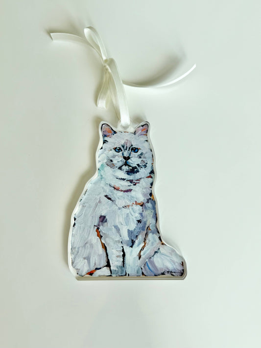 Cat White Long Hair Ornament