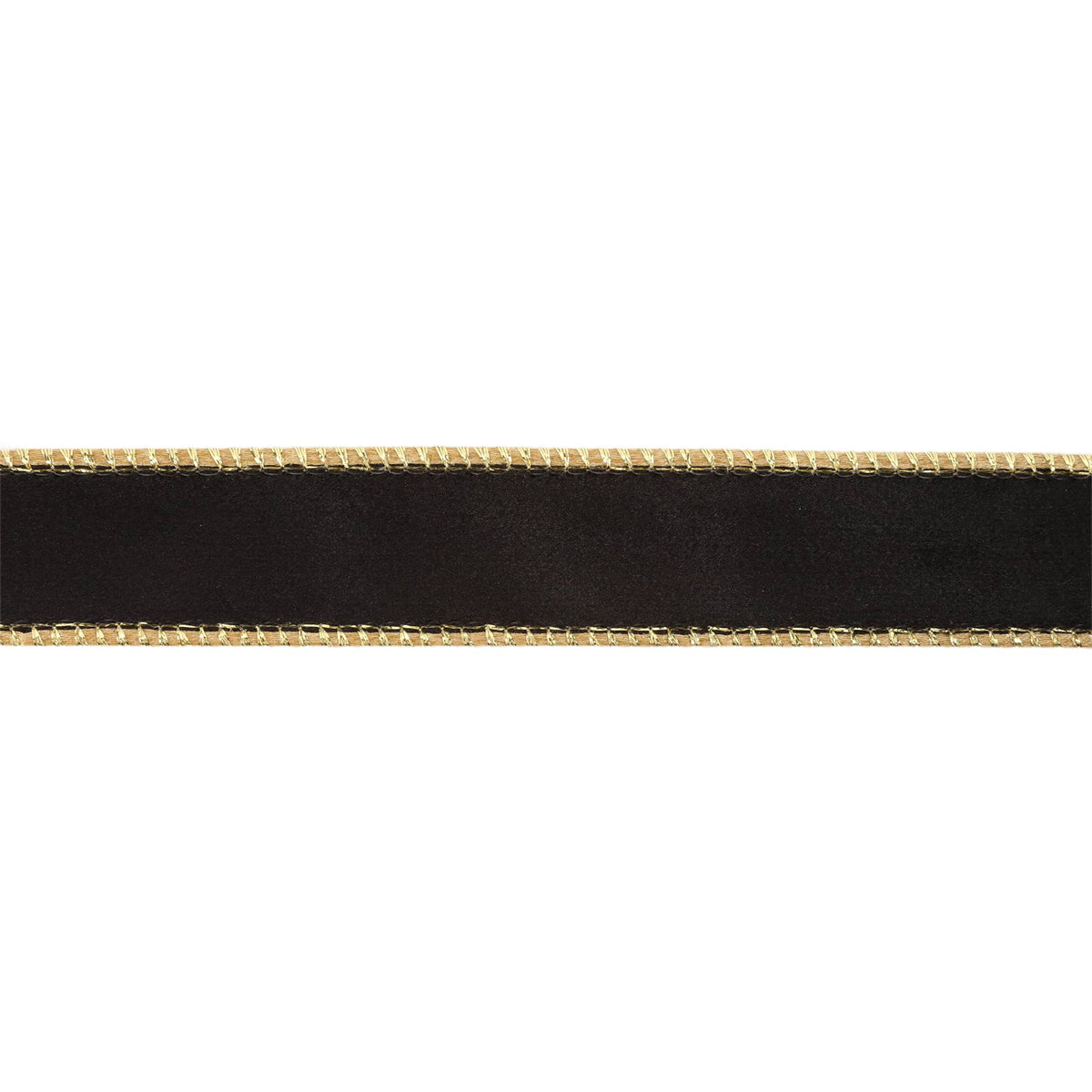 1" Reversible Classic Velvet Wired Ribbon | Black/Gold | 10 Yard Roll