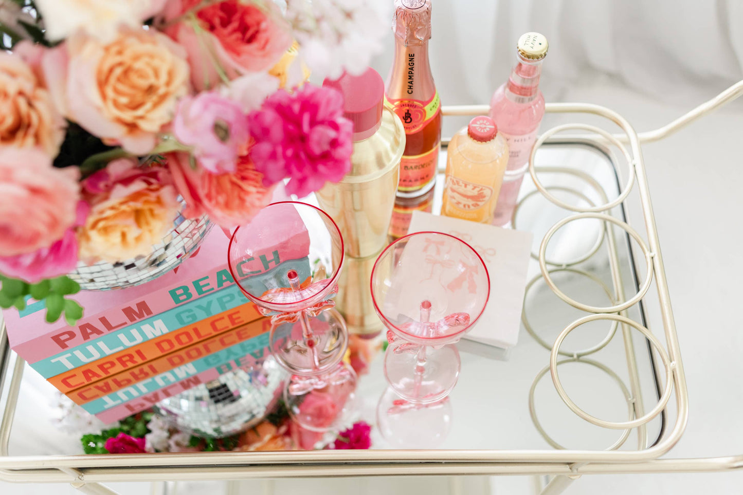 Bow & Bubbly - Pink Coupe Wine Glass 