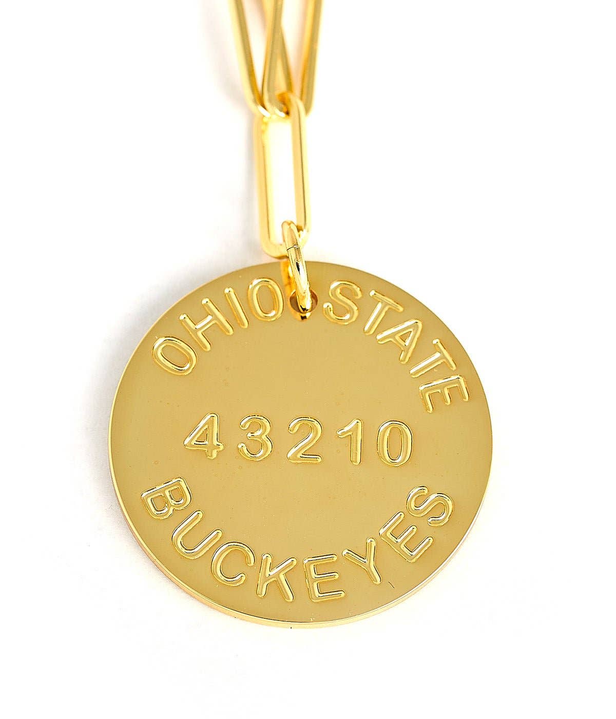 College Tag Charm Necklace - 18k Gold Plated Paper Clip Chain