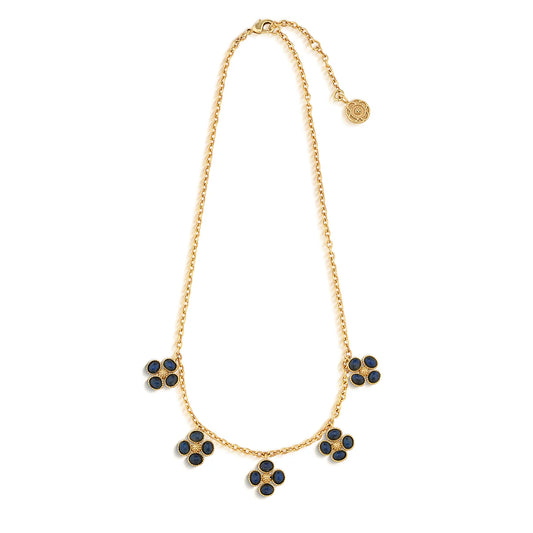 Berry Clover Multi Station Necklace - Blue Labradorite
