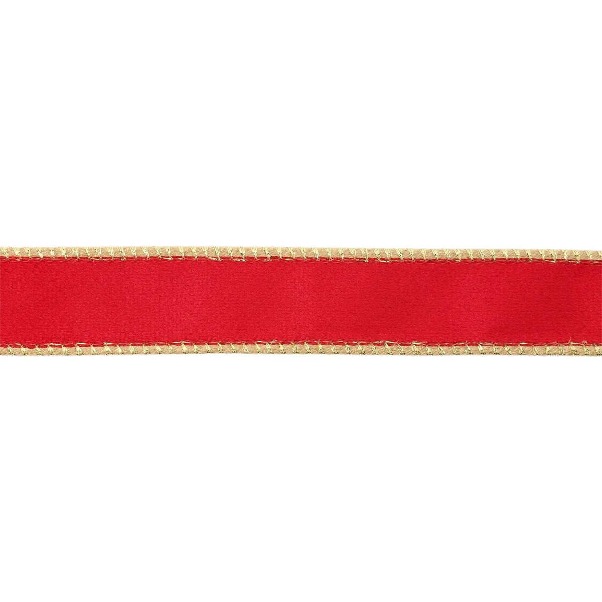 1" Reversible Classic Velvet Wired Ribbon | Christmas Red/Gold | 10 Yard Roll