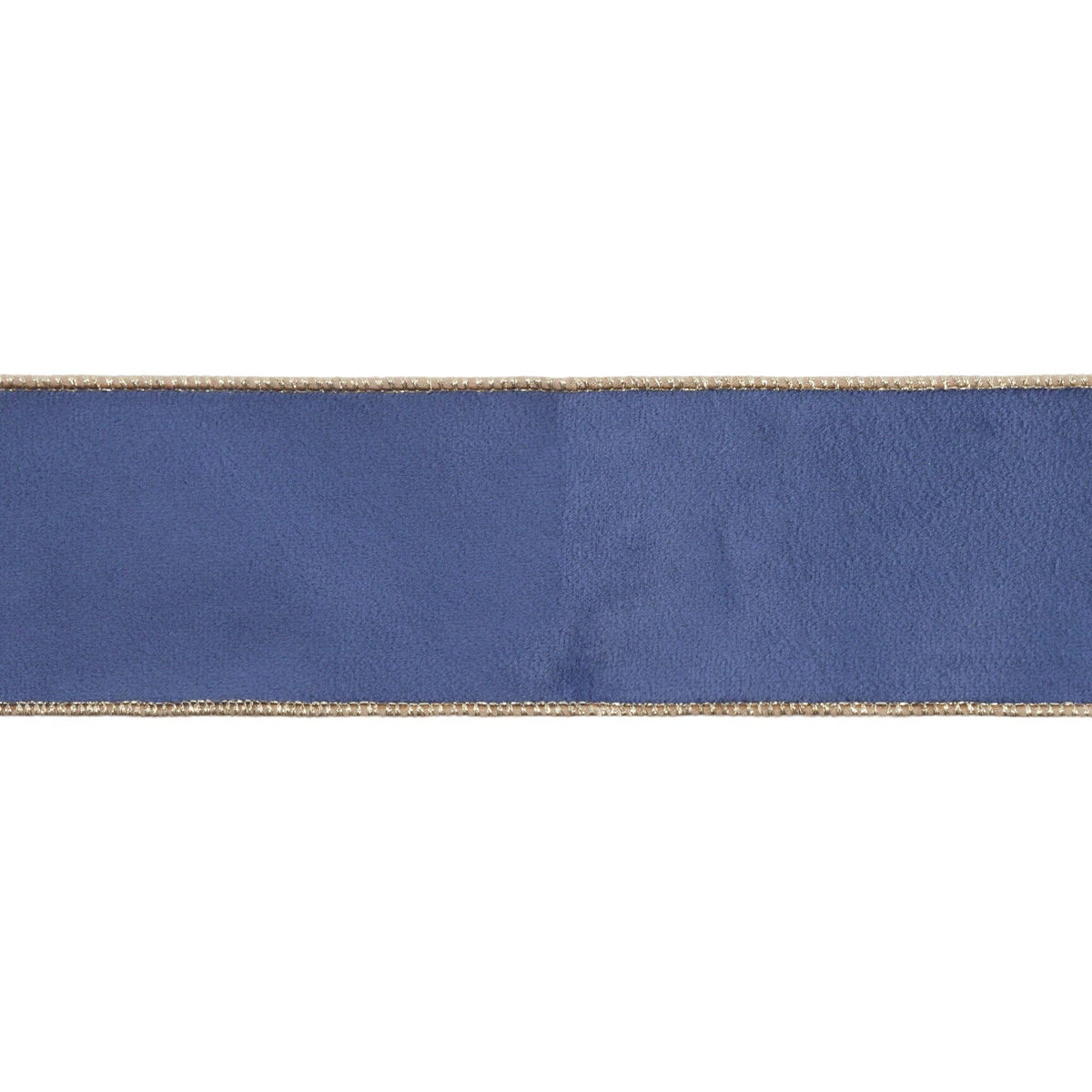 4" Reversible Classic Velvet Wired Ribbon | French Blue/Gold | 10 Yard Roll