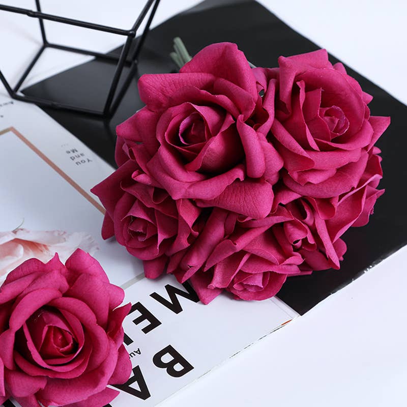 10''T Real Touch Rose Bouquet, Blooming Spring Rose, 5 Stems