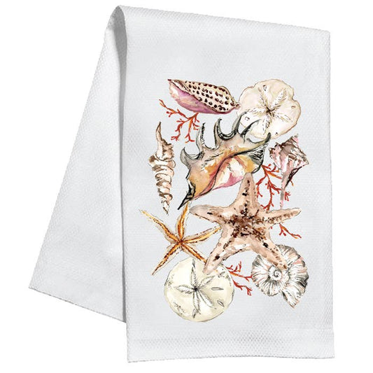 Handpainted Coastal Seashells Kitchen Towel