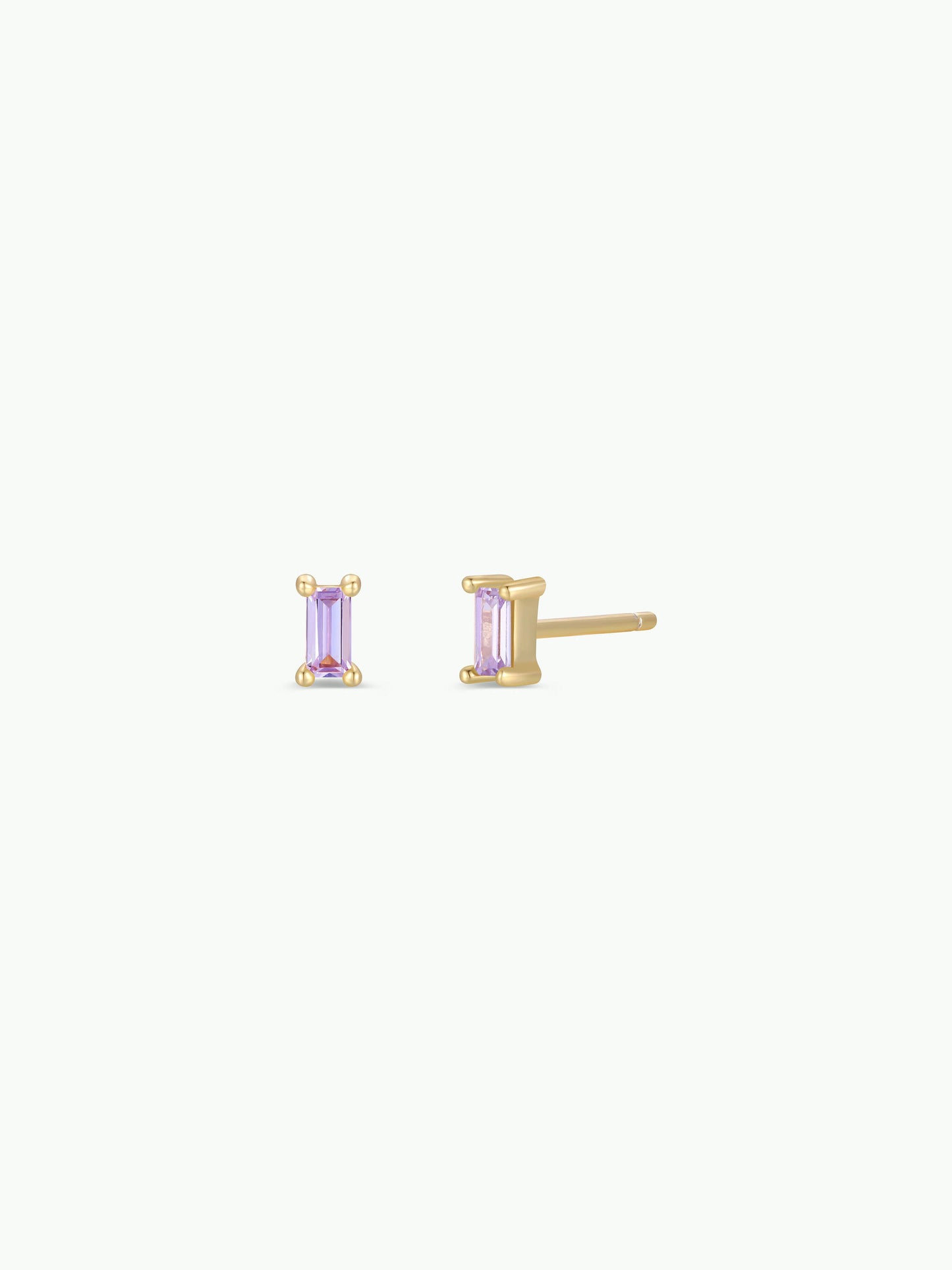 Lilac Baguette Gold Earrings