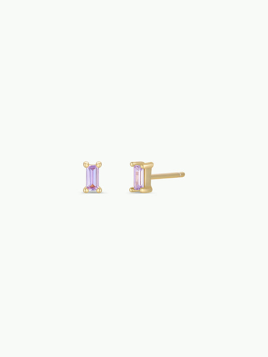 Lilac Baguette Gold Earrings