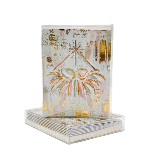 Gold Foil Pastel Baby Jesus Folded Notes