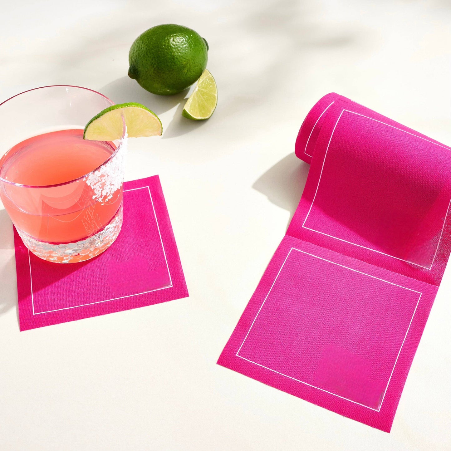Cotton Cocktail Napkin Roll: Blush Crush (Fuchsia Pink)