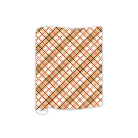 Brown Tan and Orange Fall Plaid Table Runner