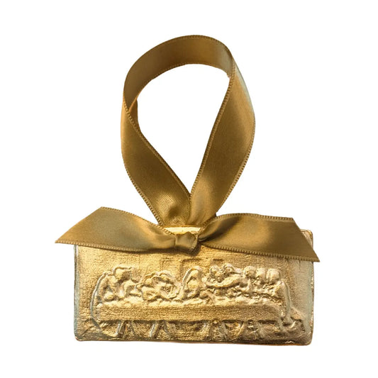 Last Supper Gold Ornament White Ribbon