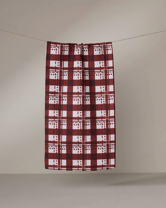 Cranberry Plaid Bar Towel