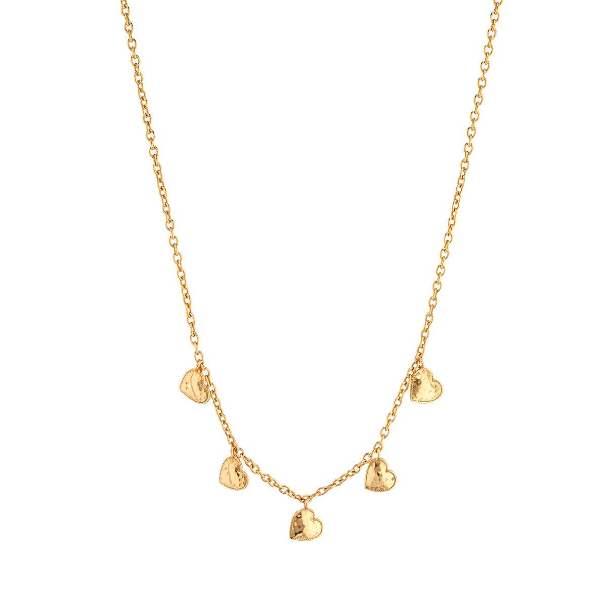 Love Heart Multi-Station Necklace, 16"+2" Gold
