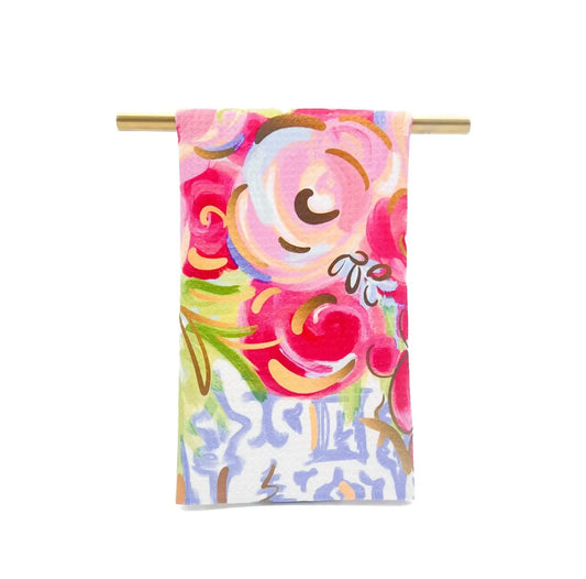 Botanical Chinoiserie Blooms Tea Towel