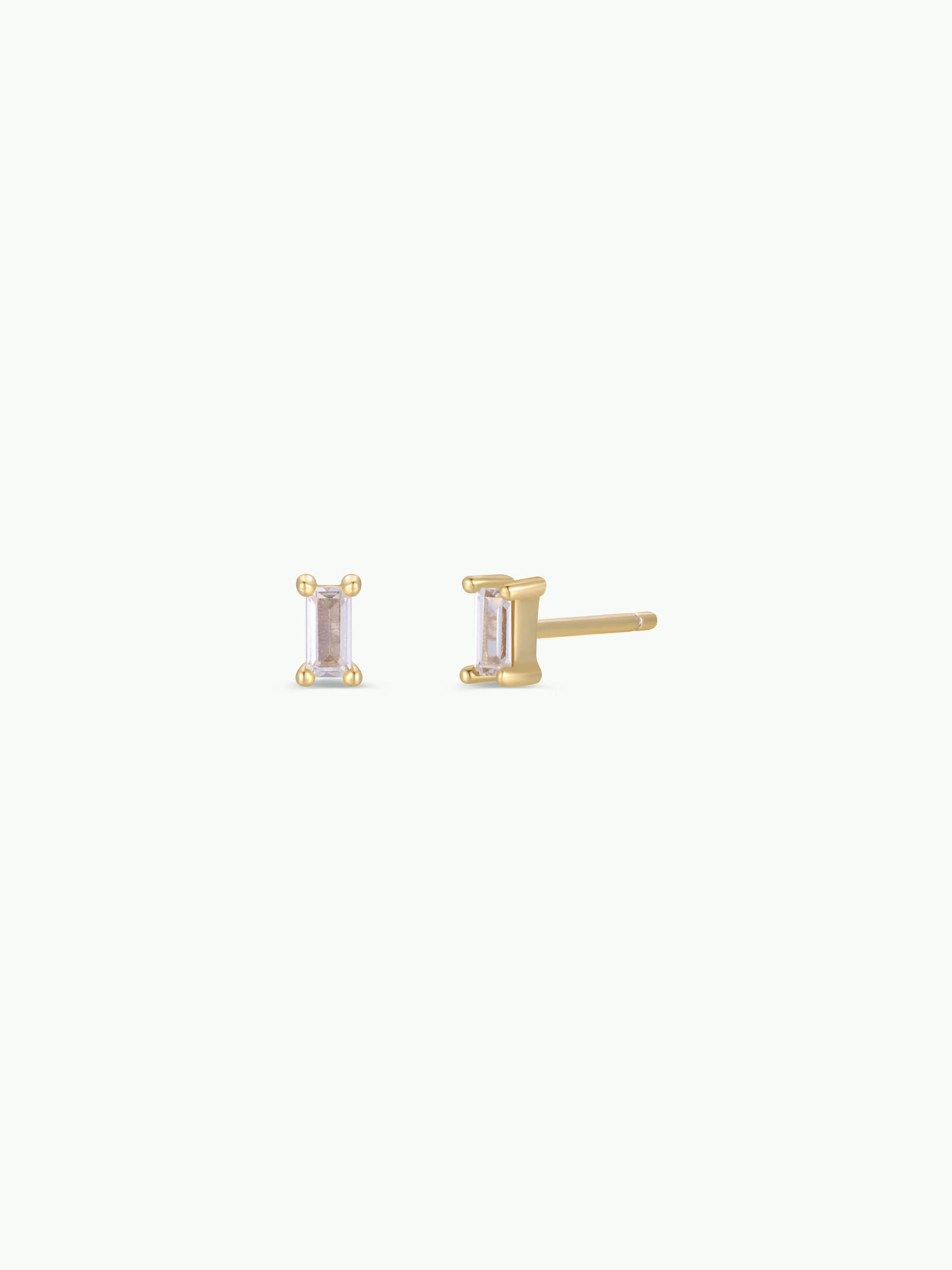 Clear Baguette Gold Earrings