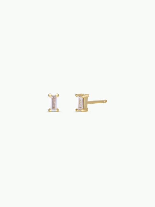 Clear Baguette Gold Earrings