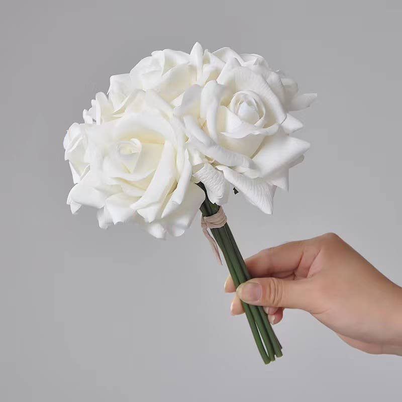 10''T Real Touch Rose Bouquet, Blooming Spring Rose, 5 Stems