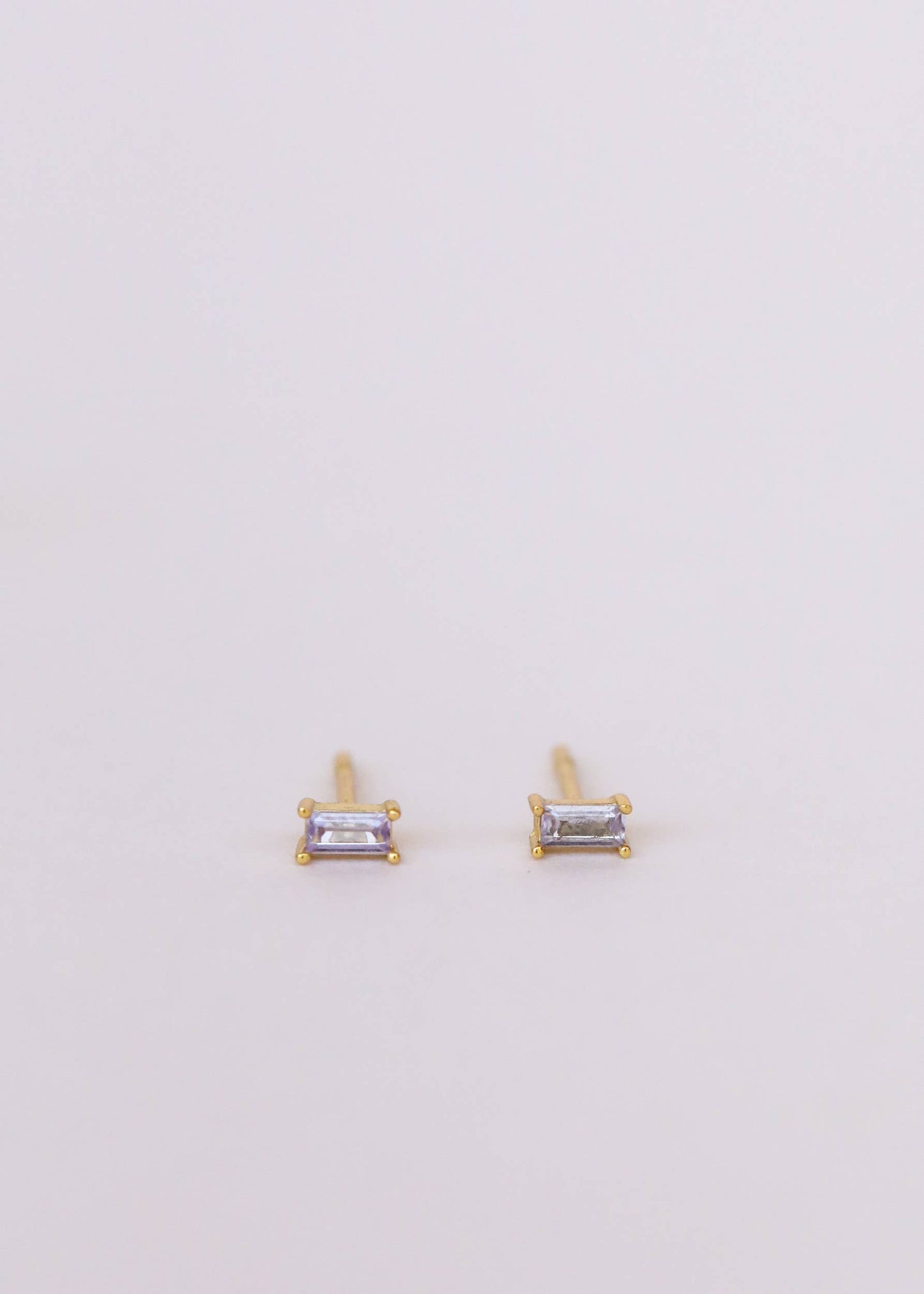 Lilac Baguette Gold Earrings