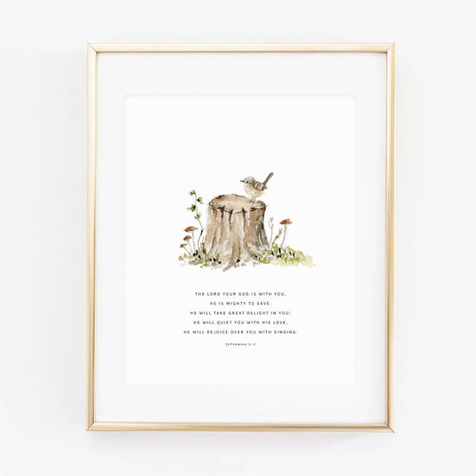 Zephaniah 3:17 Tree Stump Scripture Print