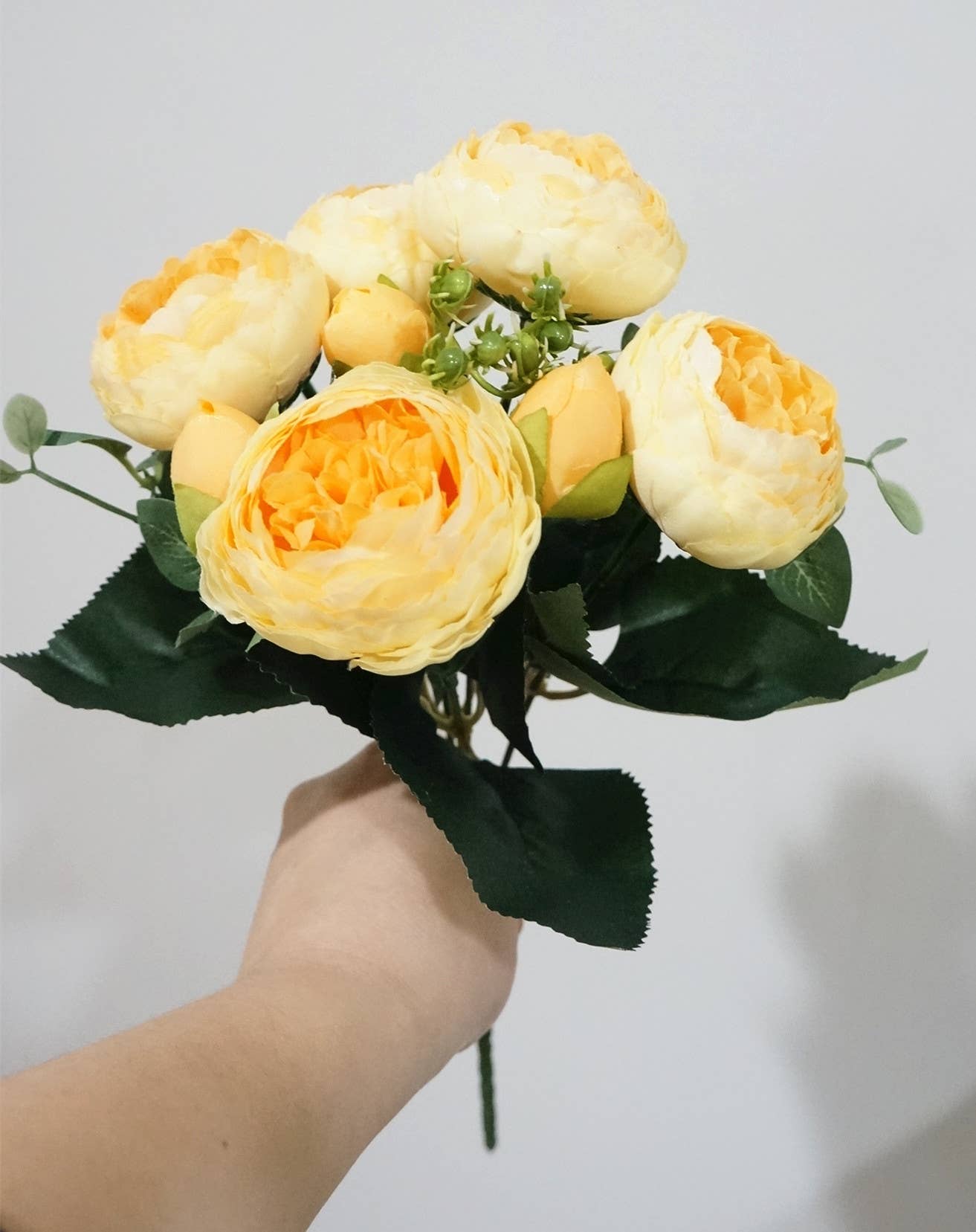 12''T Silk Peony Bunch, Small Floral Bunch, Spring Peonies