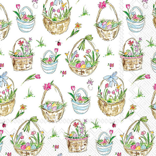 Paper Cocktail Napkins 20 Ct Easter Basket Rosanne Beck
